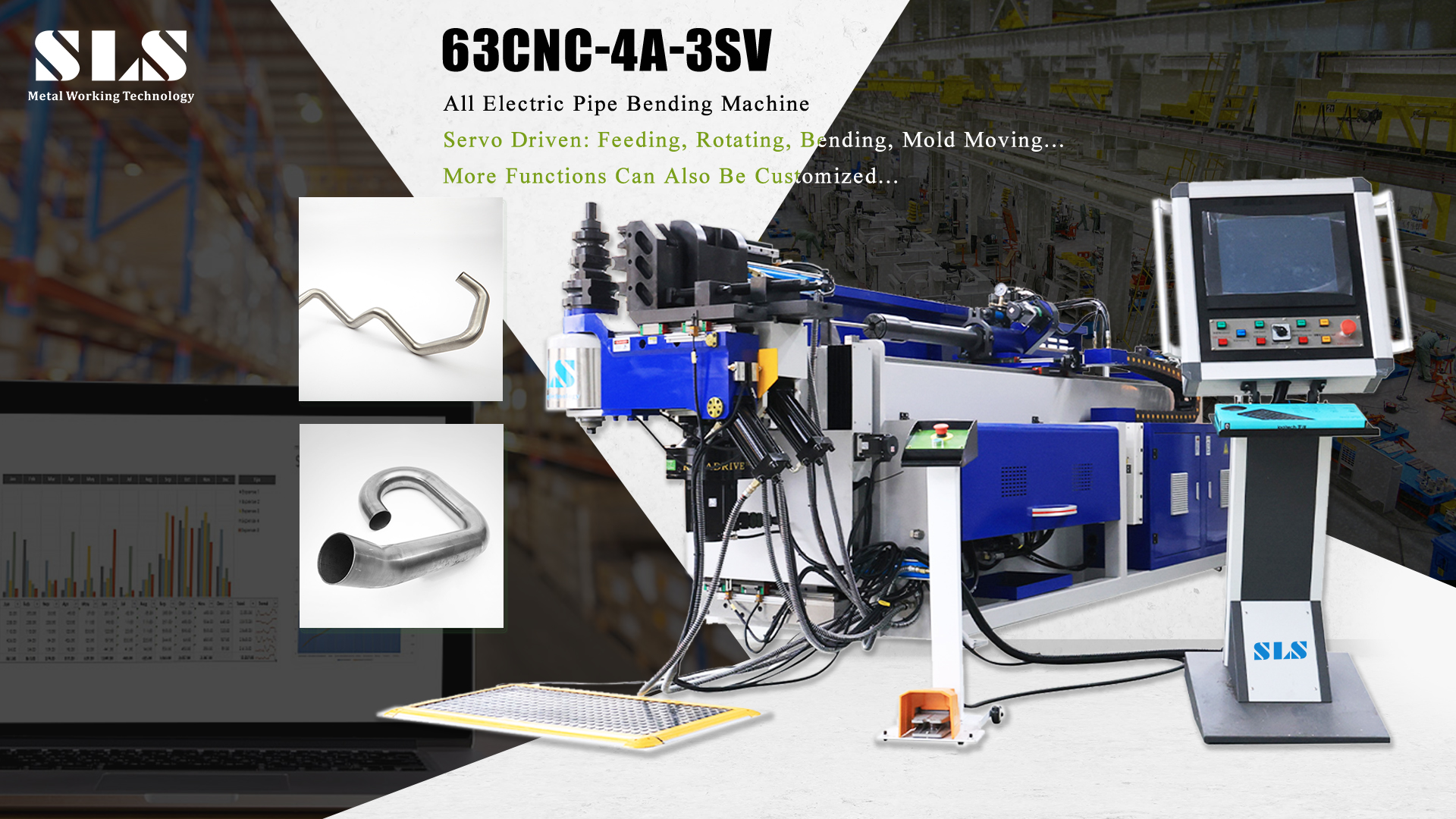 SLS 63CNC-4A-3SV الأنابيب الانحناء الآلة | ما هي آلة الانحناء الأنبوب الكهربائي التلقائي المكون من 4 محاور؟